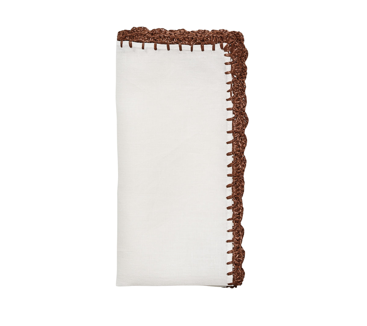 Shell Edge Napkin in White & Brown, Set of 4