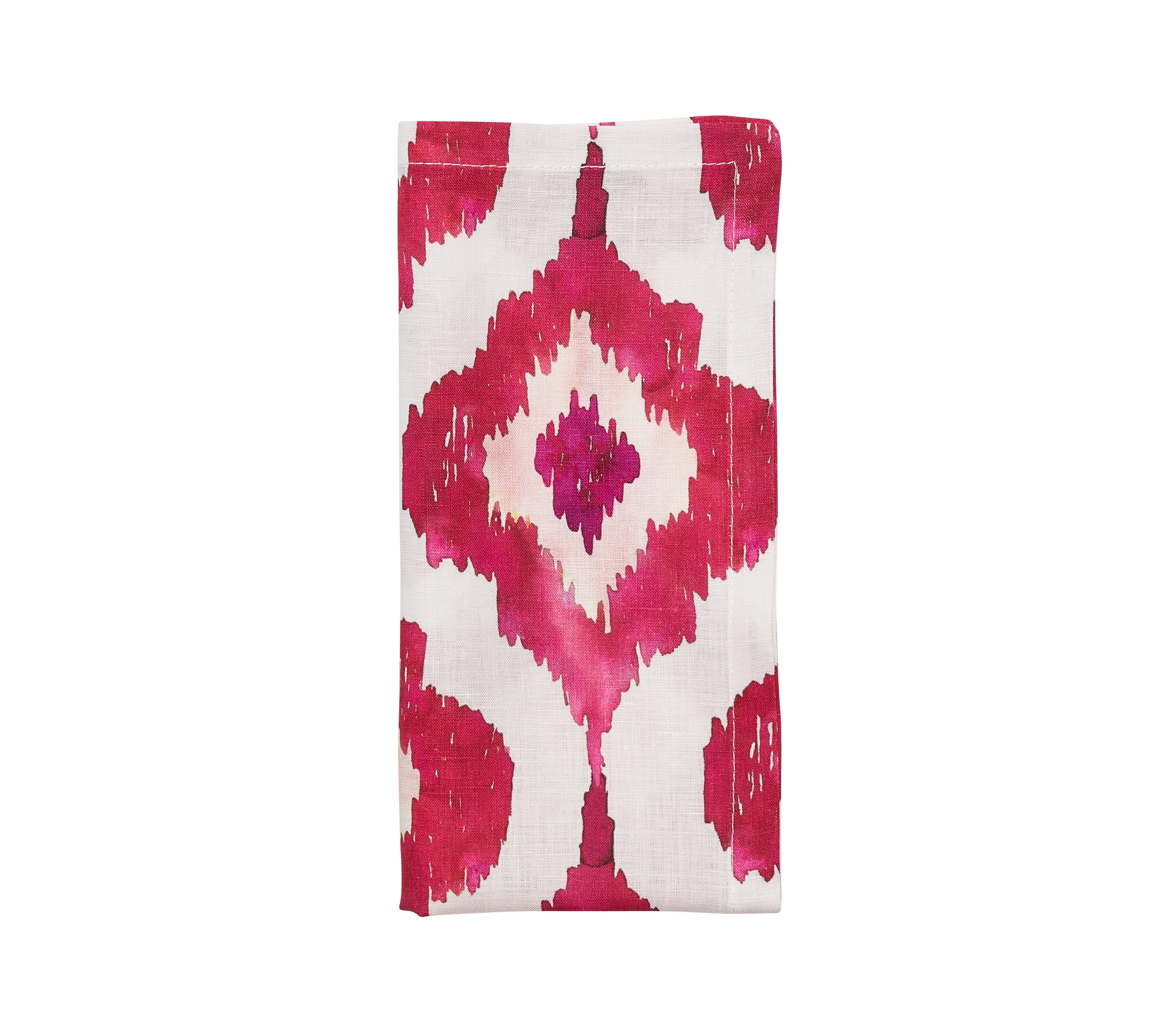 Watercolor Ikat Napkin in Fuchsia, Set of 4