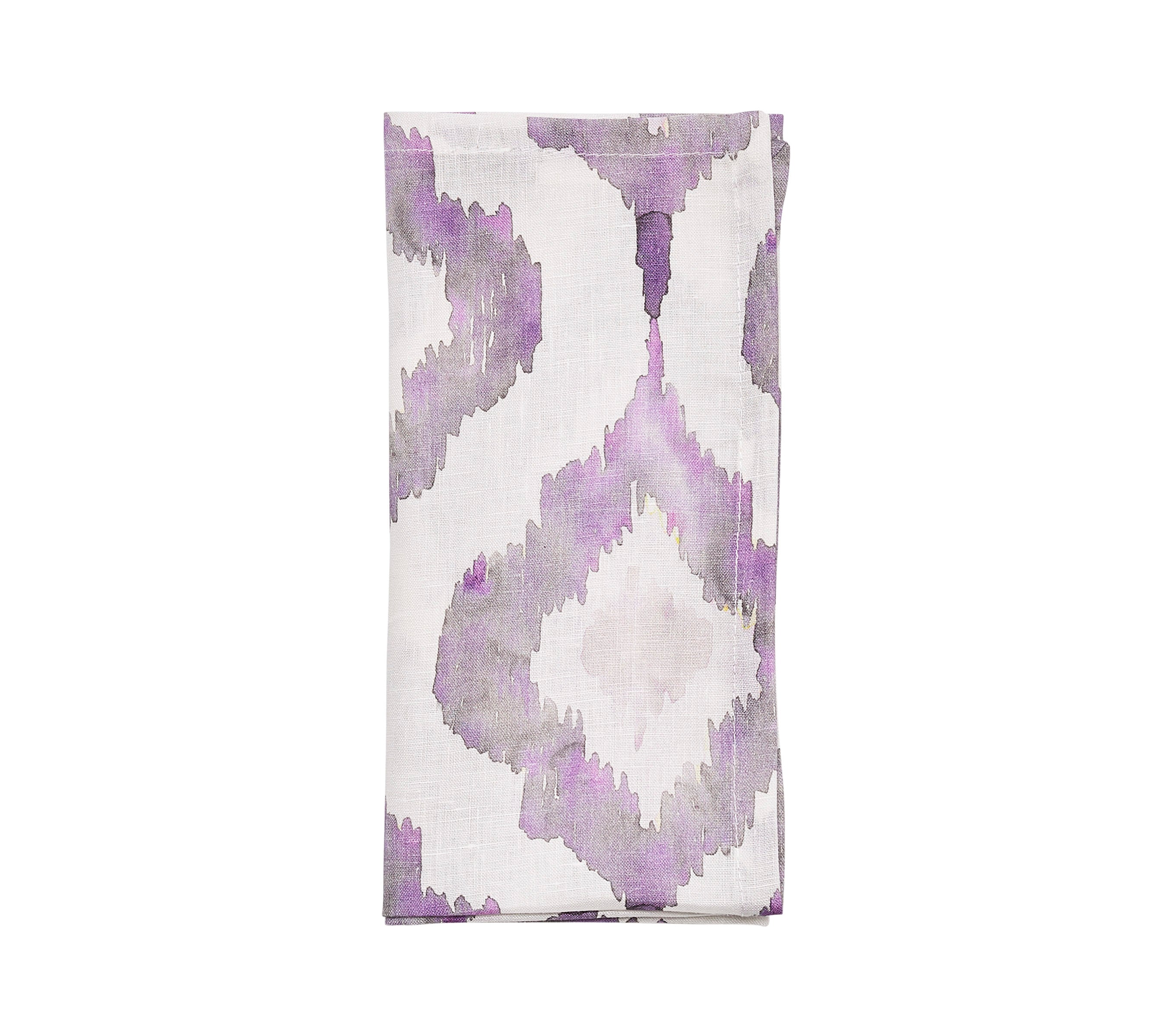 Watercolor Ikat Napkin in Gray & Lilac, Set of 4