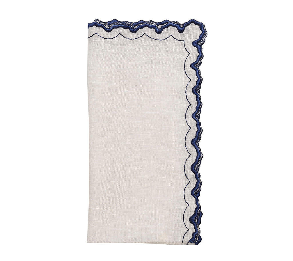 Arches Napkin in White & Blue, Set of 4