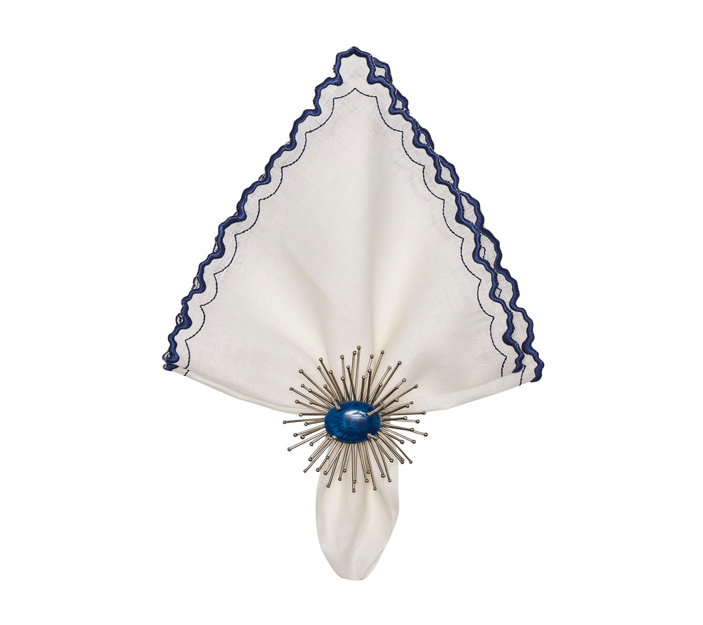 Arches Napkin in White & Blue, Set of 4