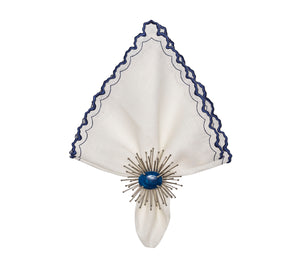 Arches Napkin in White & Blue, Set of 4