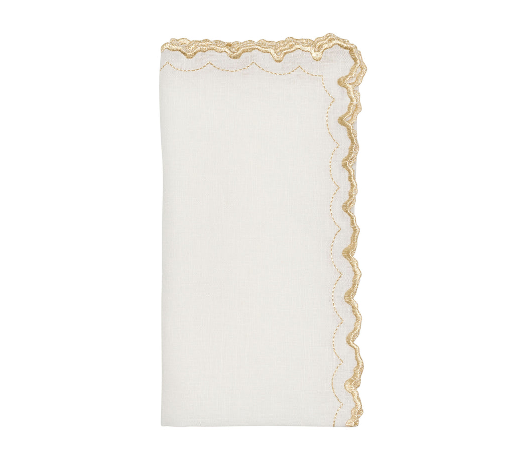 Arches Napkin in White & Gold, Set of 4