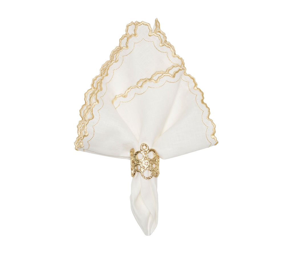 Arches Napkin in White & Gold, Set of 4