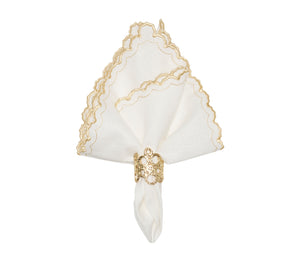 Arches Napkin in White & Gold, Set of 4