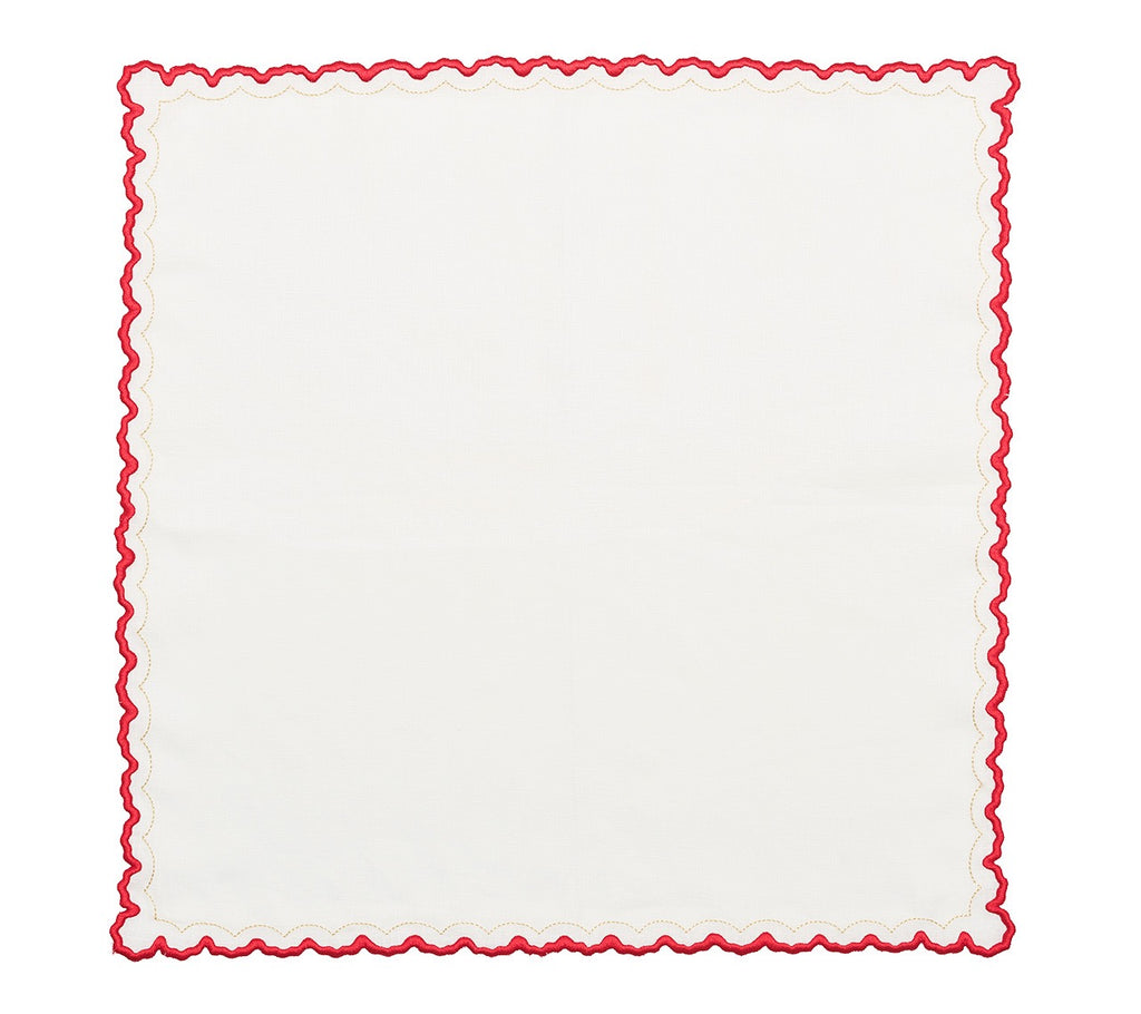 Arches Napkin in White, Red & Gold, Set of 4