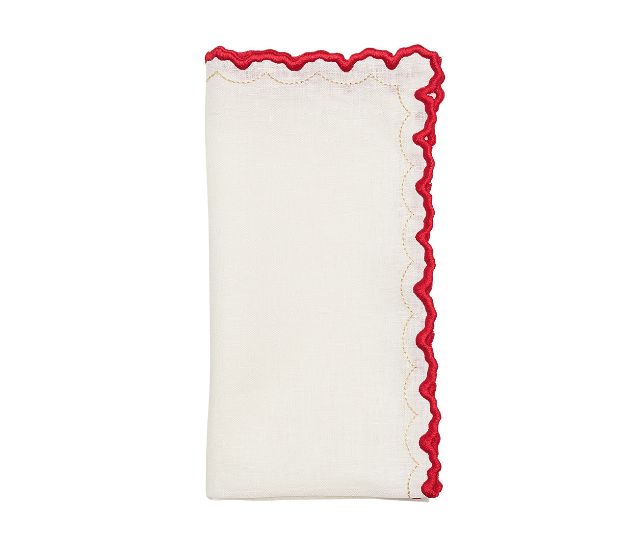 Arches Napkin in White, Red & Gold, Set of 4