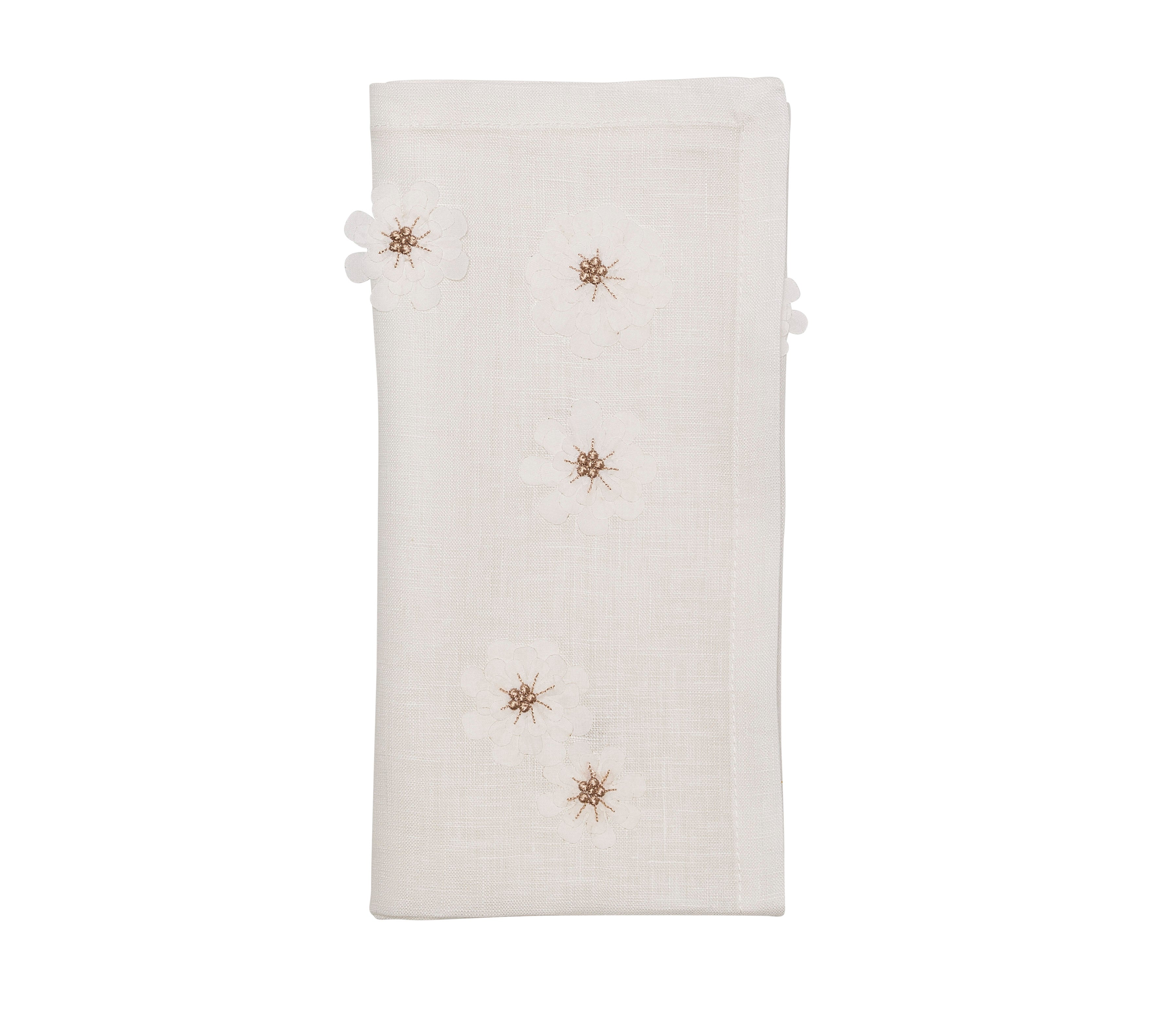 Florette Napkin in White & Natural, Set of 4