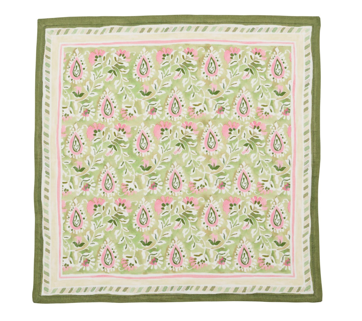 Mira Napkin in Green & Pink, Set of 4