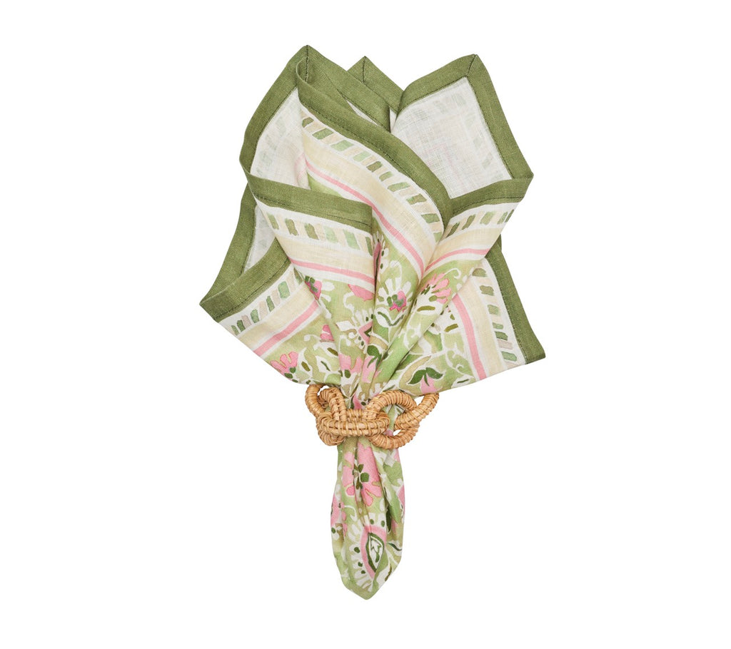 Mira Napkin in Green & Pink, Set of 4