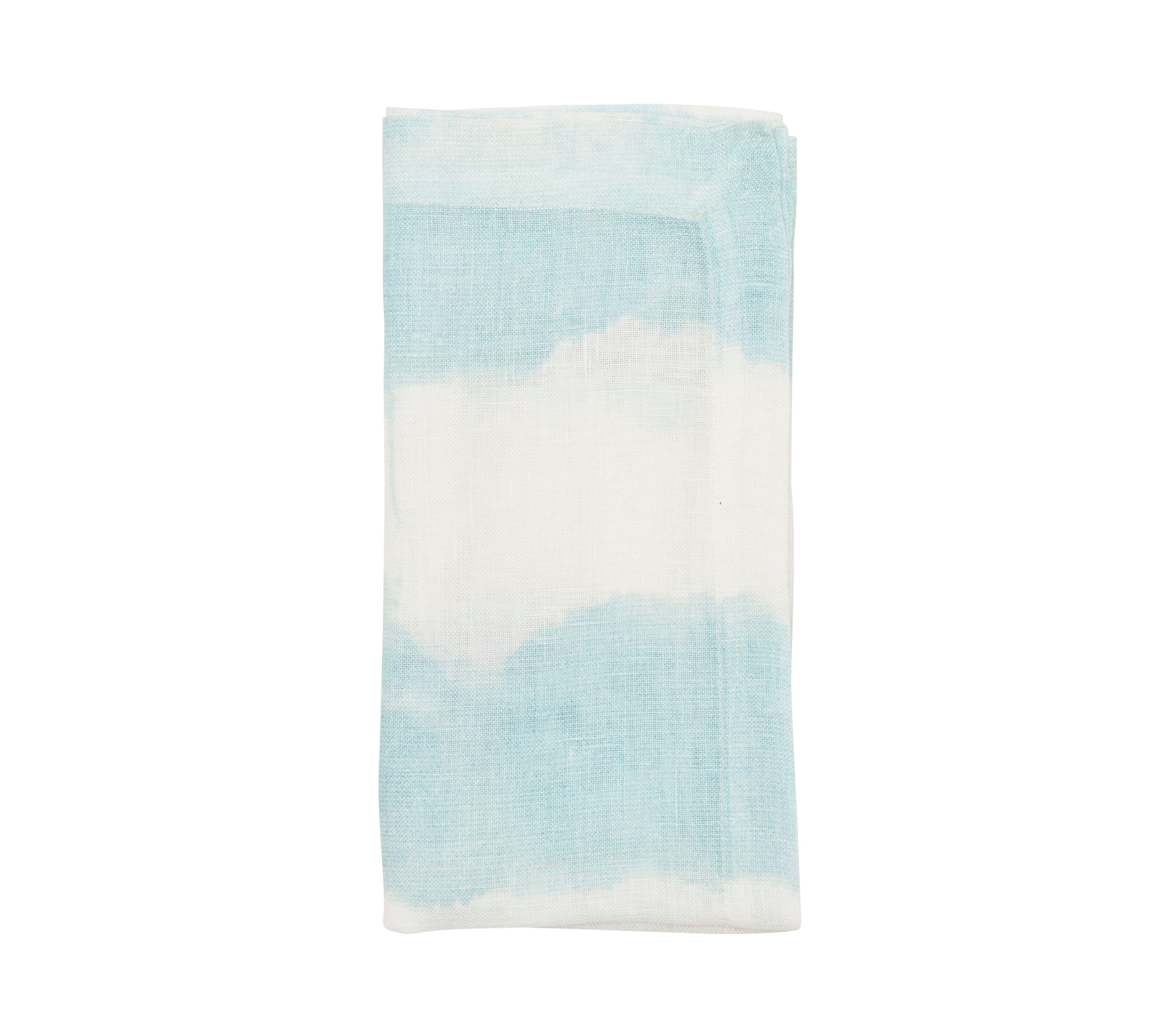 Watercolor Stripe Napkin in White & Seafoam, Set of 4