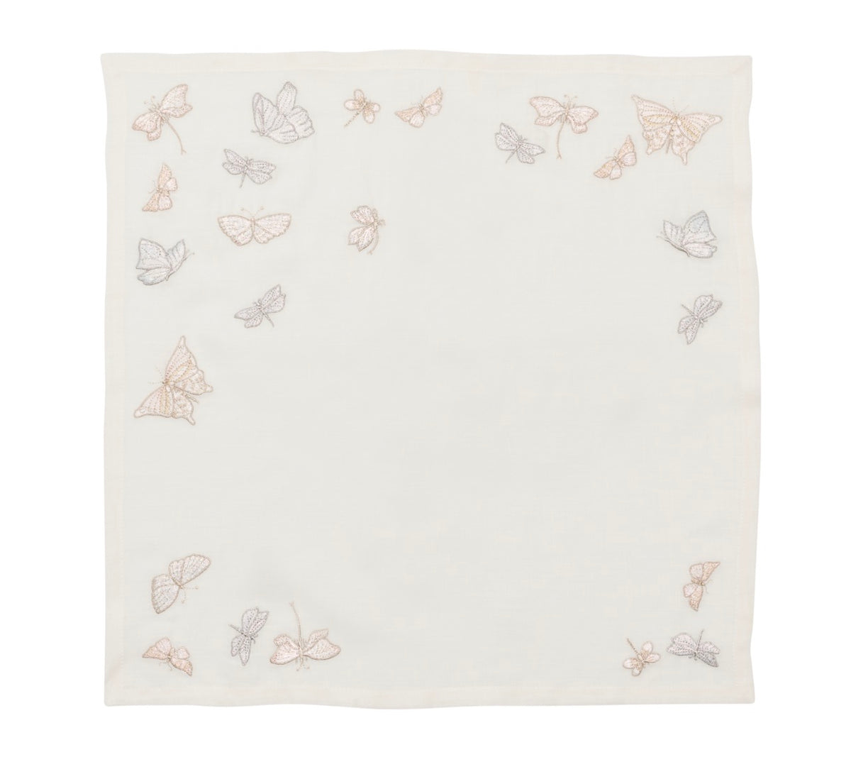 Monarch Garden Napkin in White & Iridescent, Set of 4