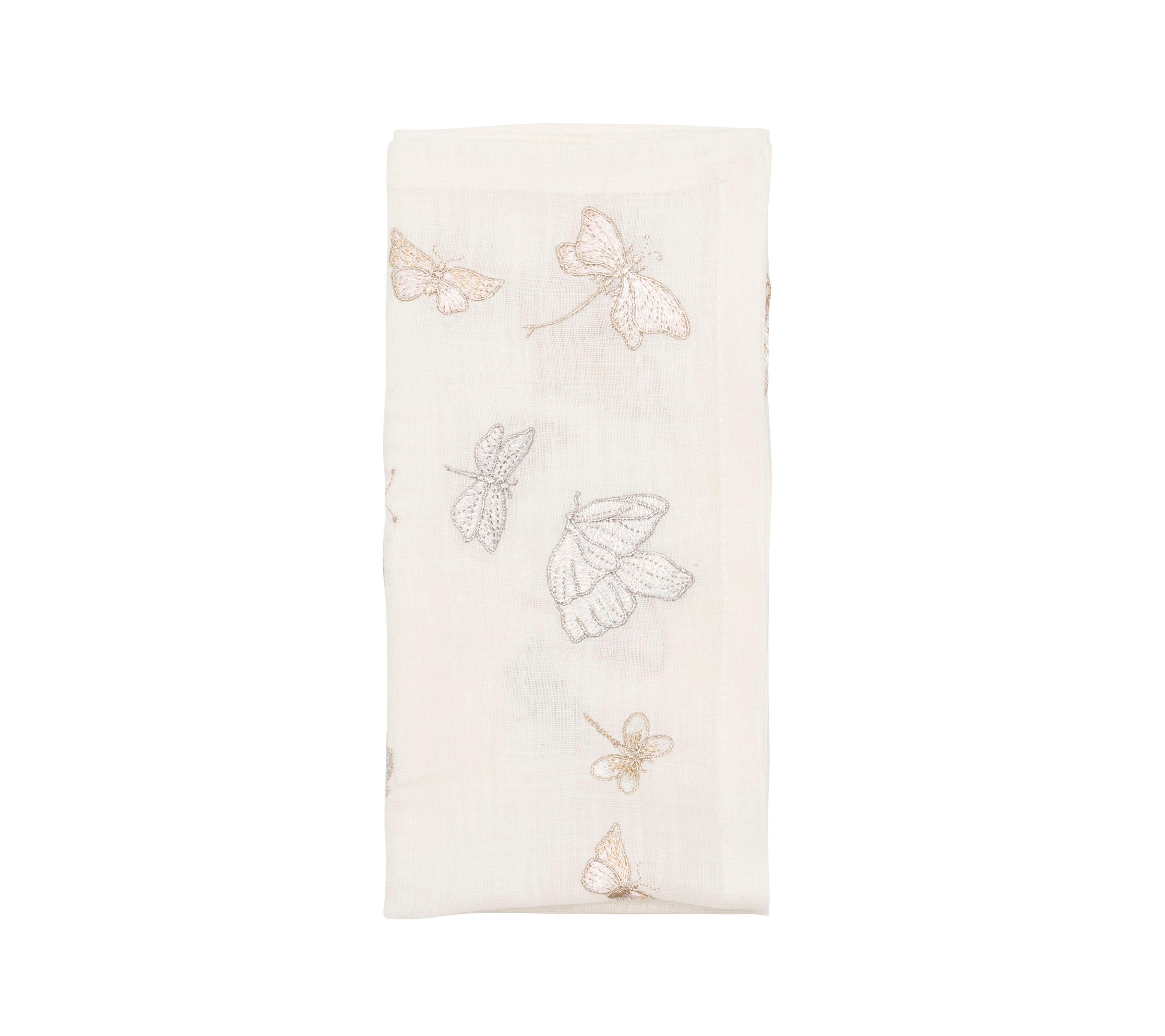 Monarch Garden Napkin in White & Iridescent, Set of 4