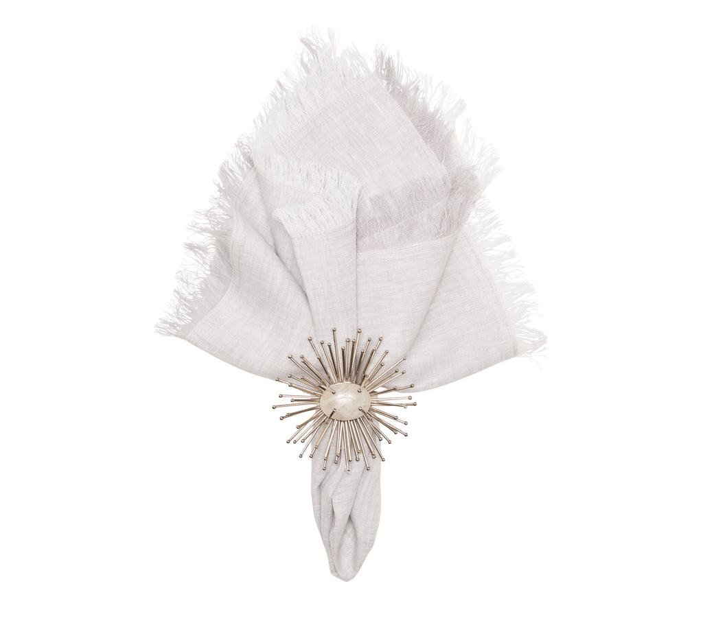 Chambray Fringe Napkin in Gray, Set of 4