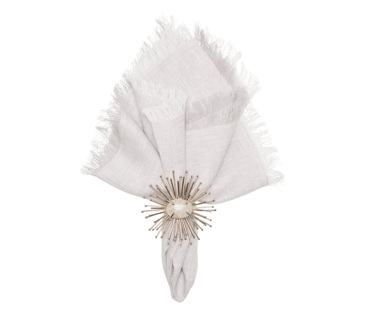 Chambray Fringe Napkin in Gray, Set of 4