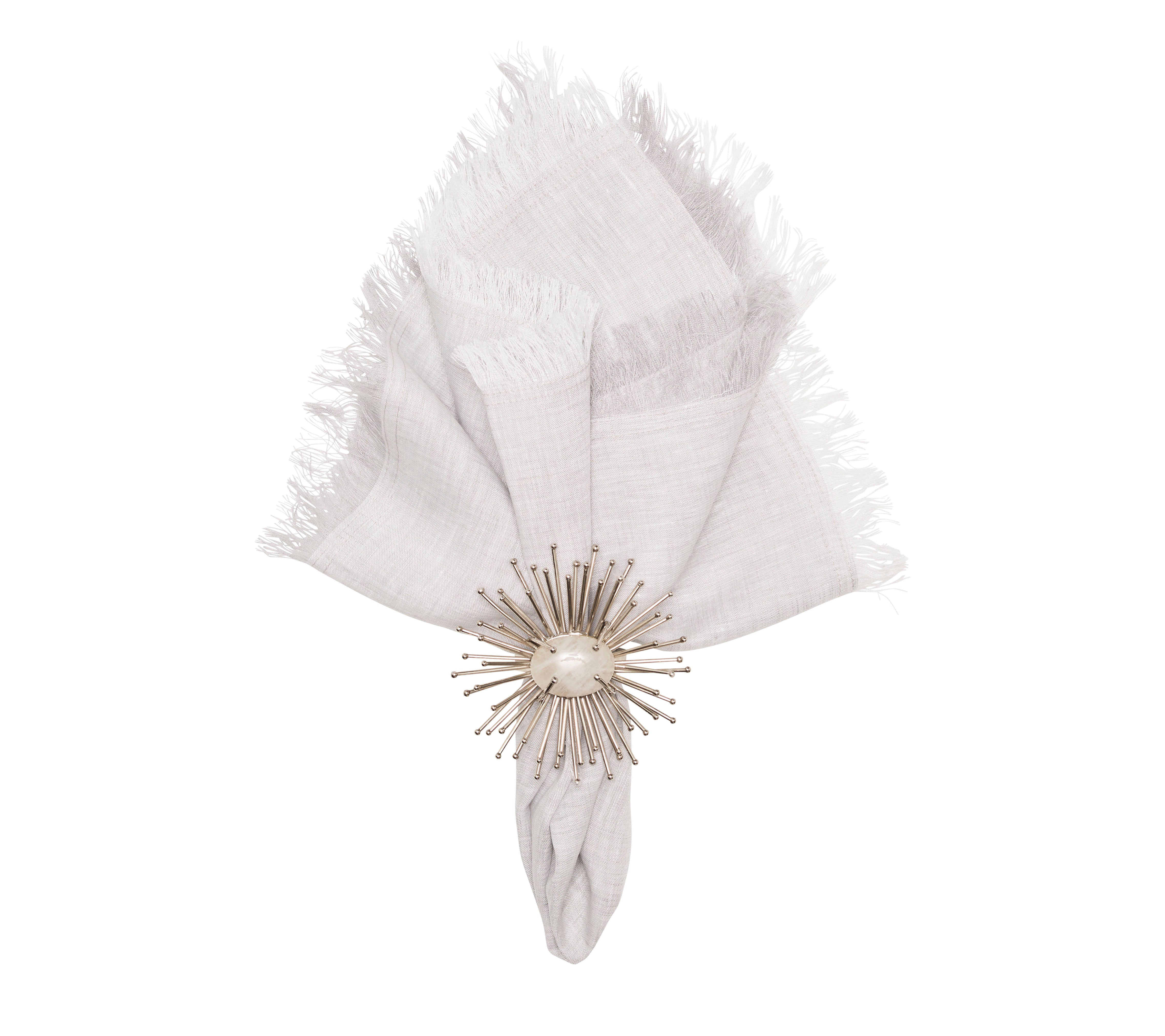 Chambray Fringe Napkin in Gray, Set of 4