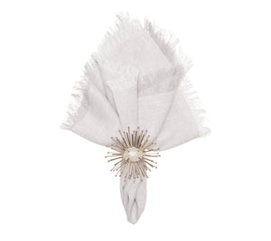 Chambray Fringe Napkin in Gray, Set of 4