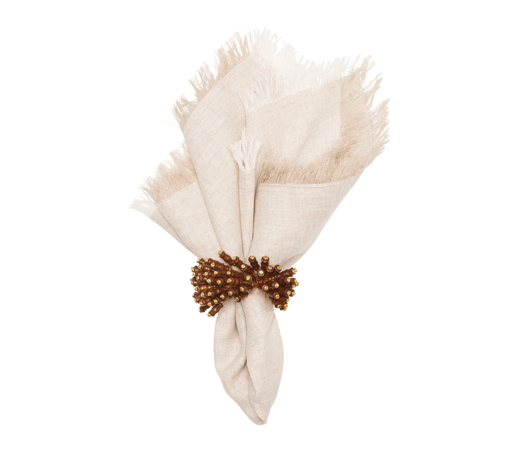 Chambray Fringe Napkin in Natural, Set of 4