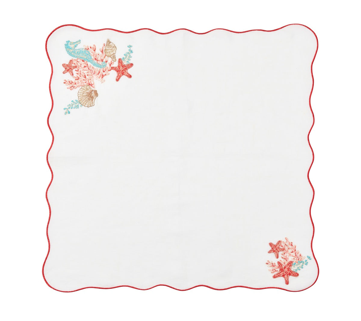 Marina Napkin in White & Multi, Set of 4