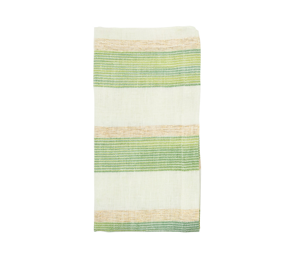 Broad Stripe Napkin in Green & White, Set of 4