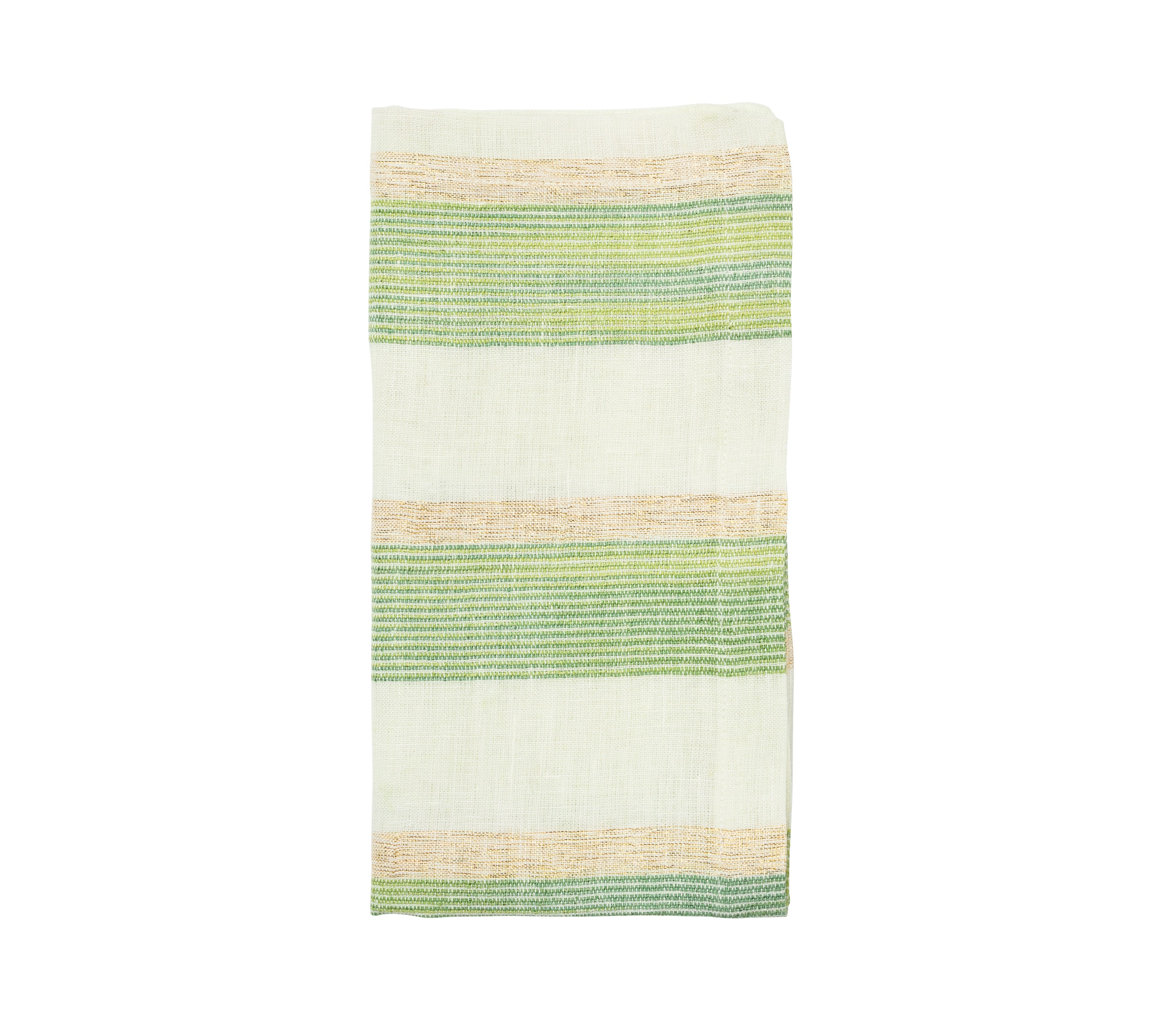 Broad Stripe Napkin in Green & White, Set of 4