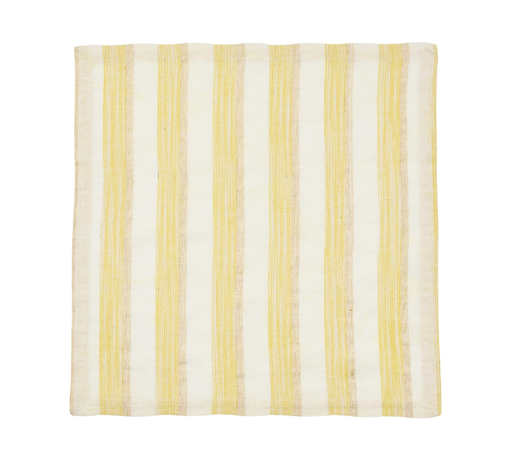 Broad Stripe Napkin in Yellow & White, Set of 4