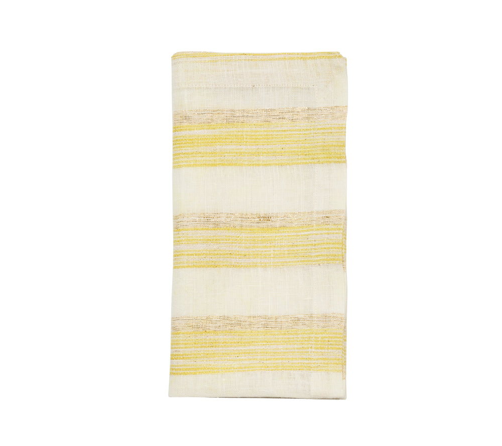 Broad Stripe Napkin in Yellow & White, Set of 4