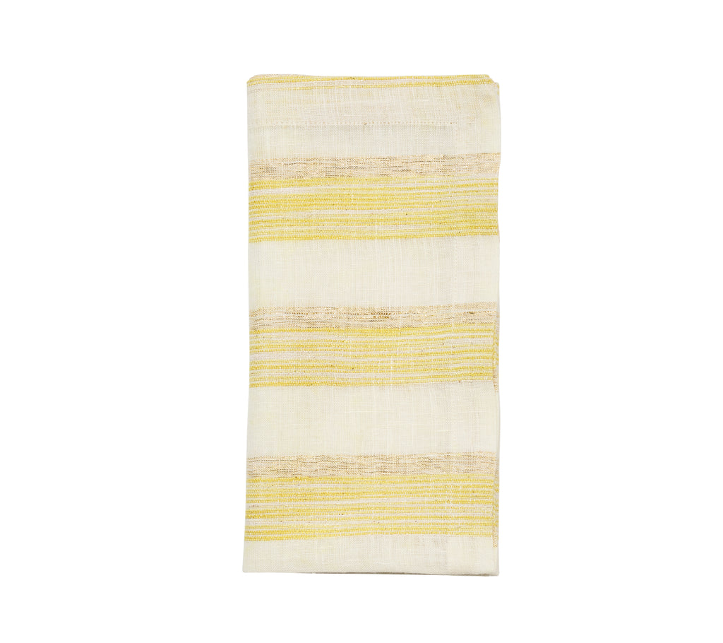 Broad Stripe Napkin in Yellow & White, Set of 4