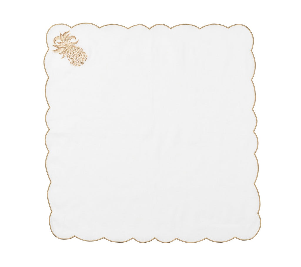 Pina Punch Napkin in White, Natural & Gold, Set of 4