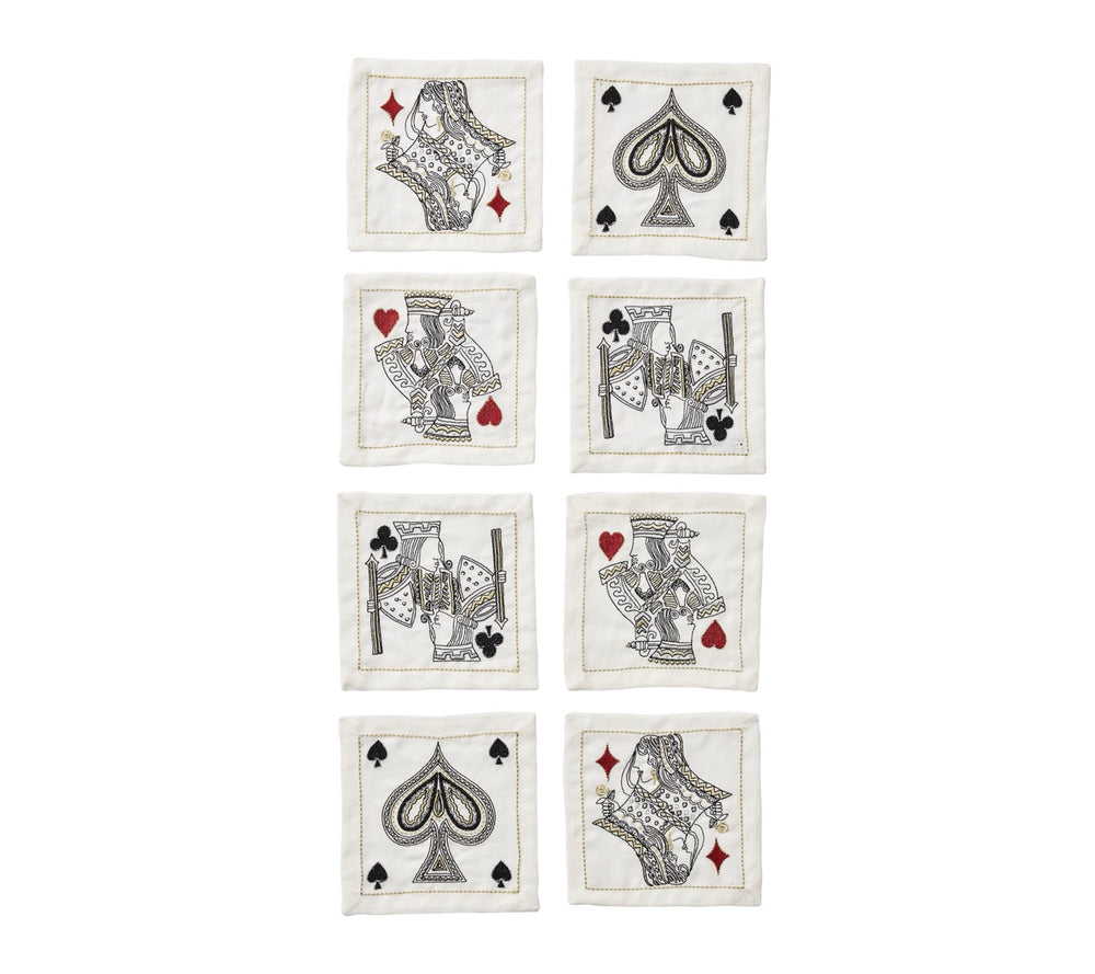 House Of Cards Cocktail Napkins in White, Red & Black, Set of 8 in a Gift Box