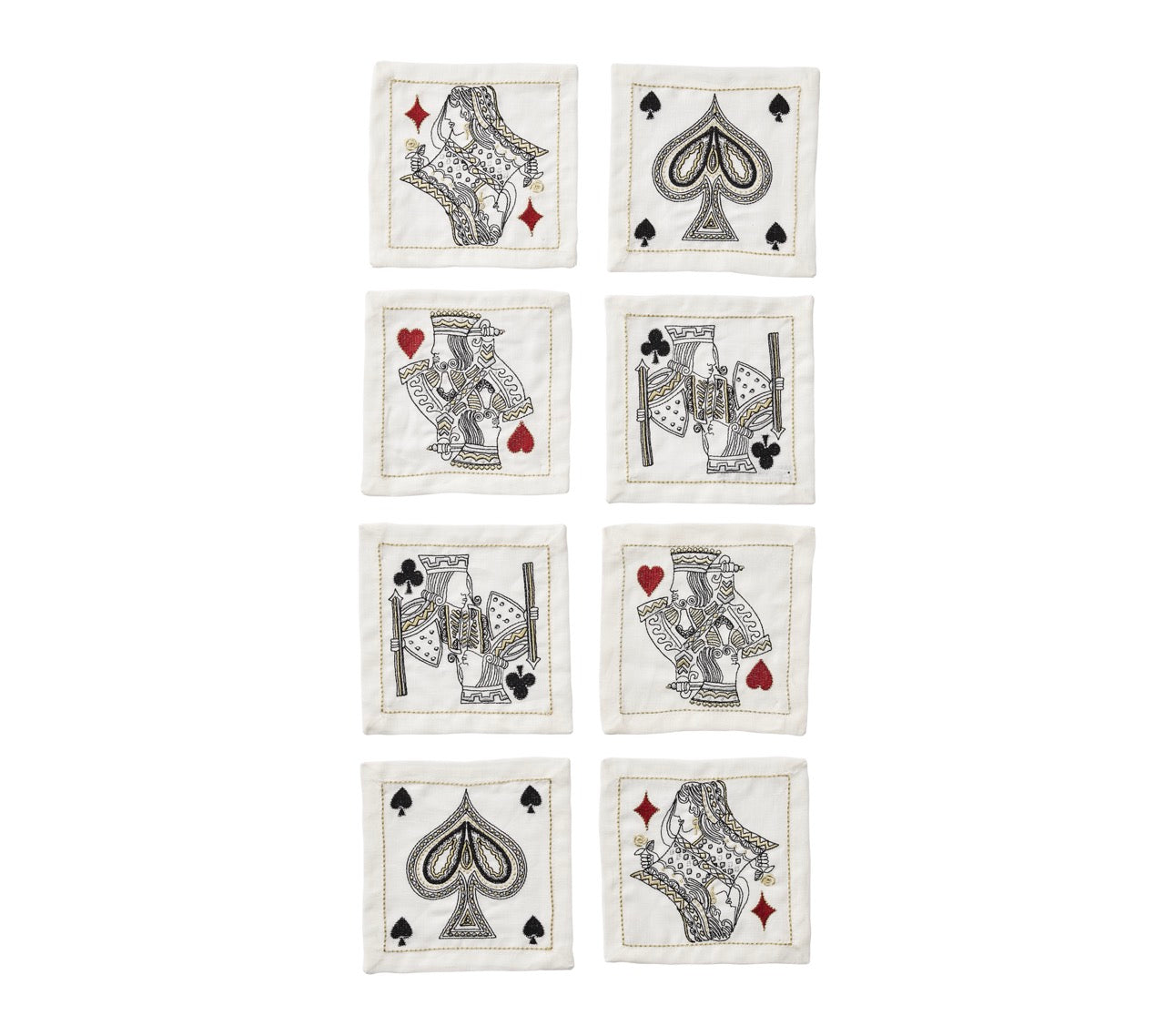 House Of Cards Cocktail Napkins in White, Red & Black, Set of 8 in a Gift Box