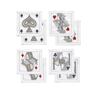 House Of Cards Cocktail Napkins in White, Red & Black, Set of 8 in a Gift Box