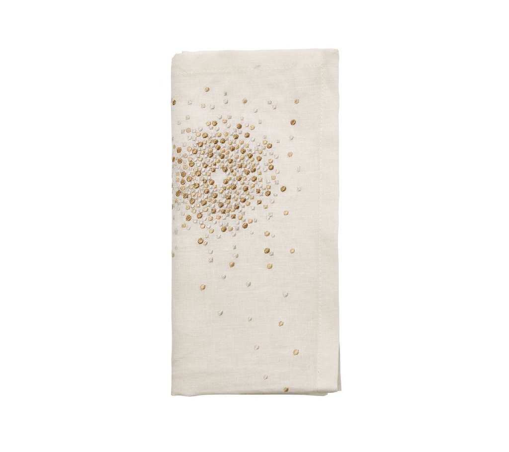 Kim Seybert, Inc.Starburst Napkin in White, Gold & Silver, Set of 4Napkins