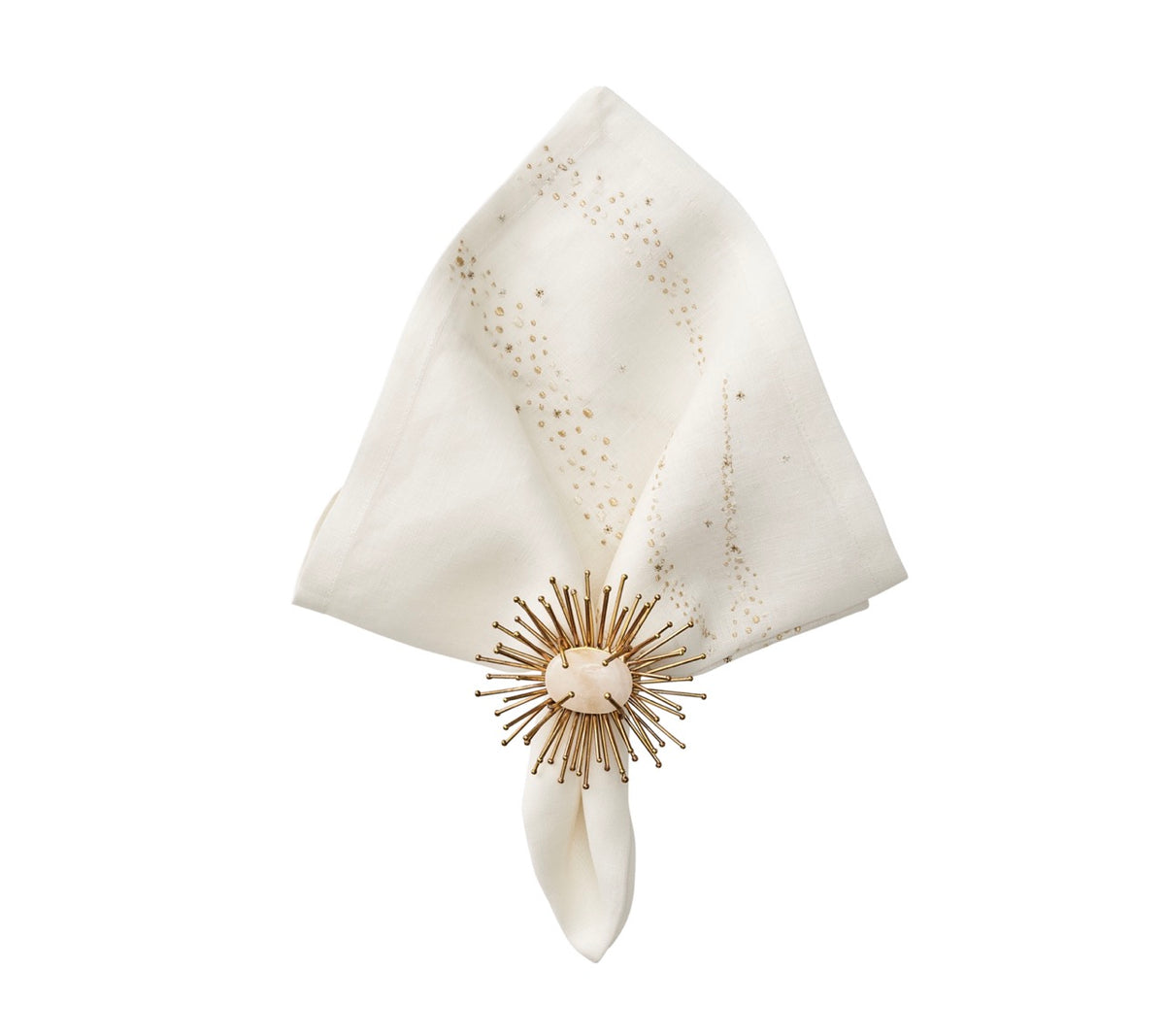 Star Spray Napkin in White & Gold & Silver, Set of 4