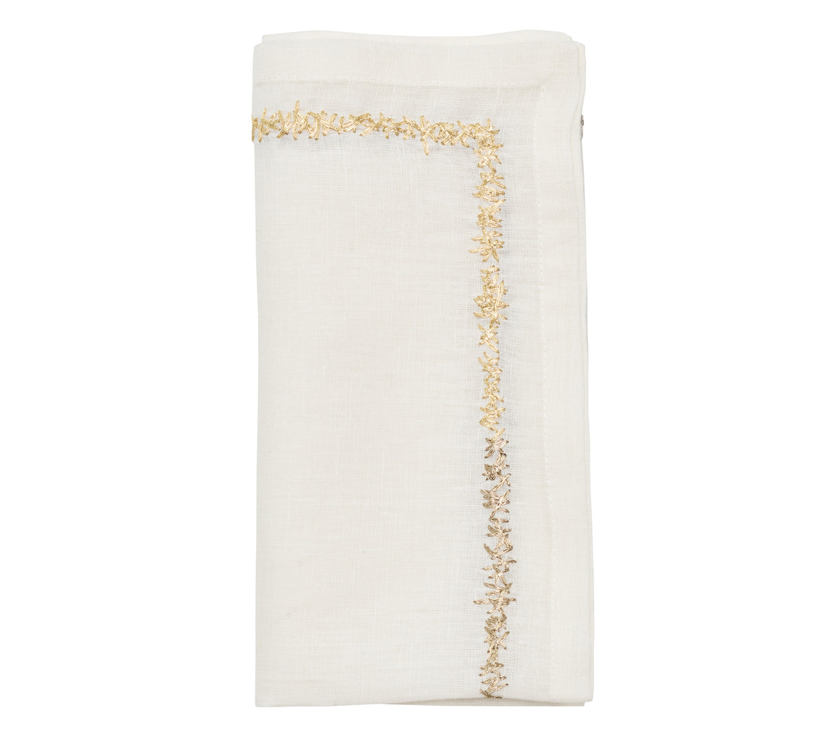 Aurelia Napkin in White, Gold & Silver, Set of 4