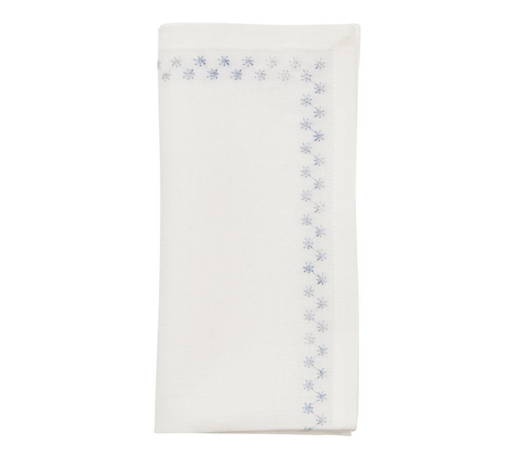 Starry Night Napkin in White & Blue, Set of 4