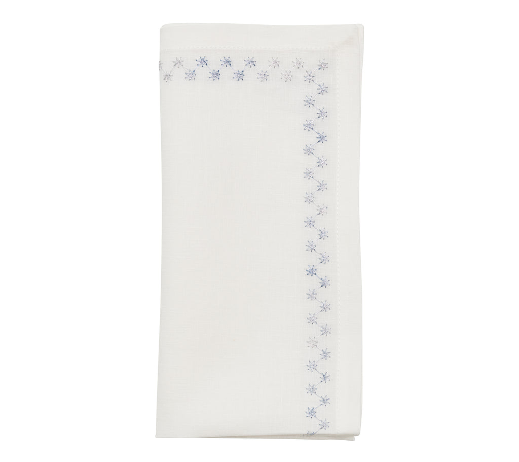 Starry Night Napkin in White & Blue, Set of 4