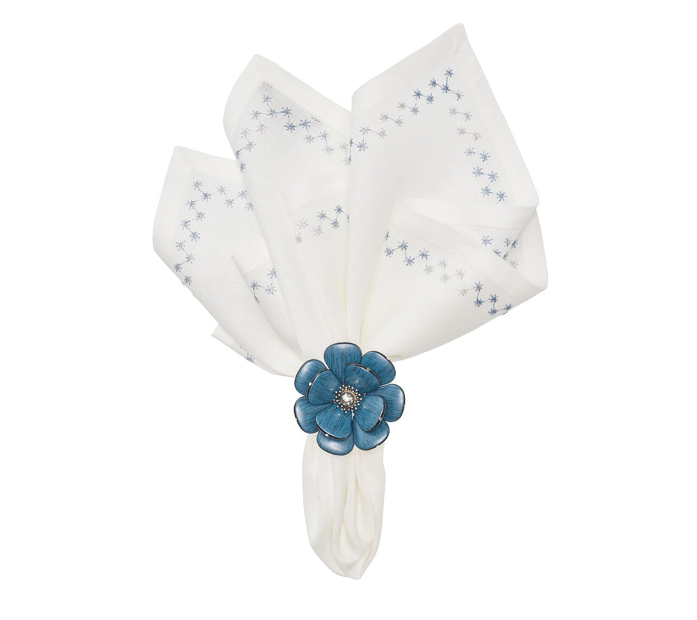 Starry Night Napkin in White & Blue, Set of 4