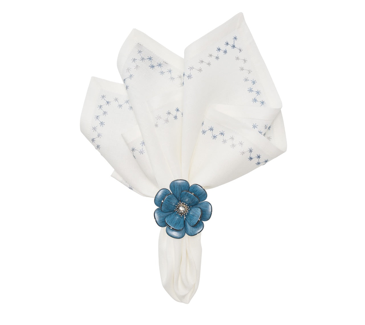 Starry Night Napkin in White & Blue, Set of 4