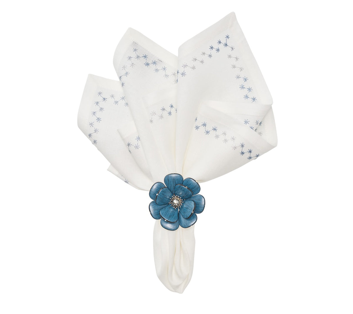 Starry Night Napkin in White & Blue, Set of 4