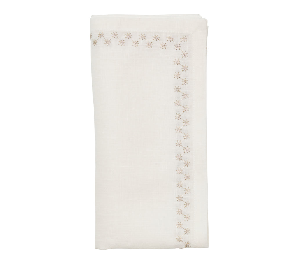 Starry Night Napkin in White & Silver, Set of 4