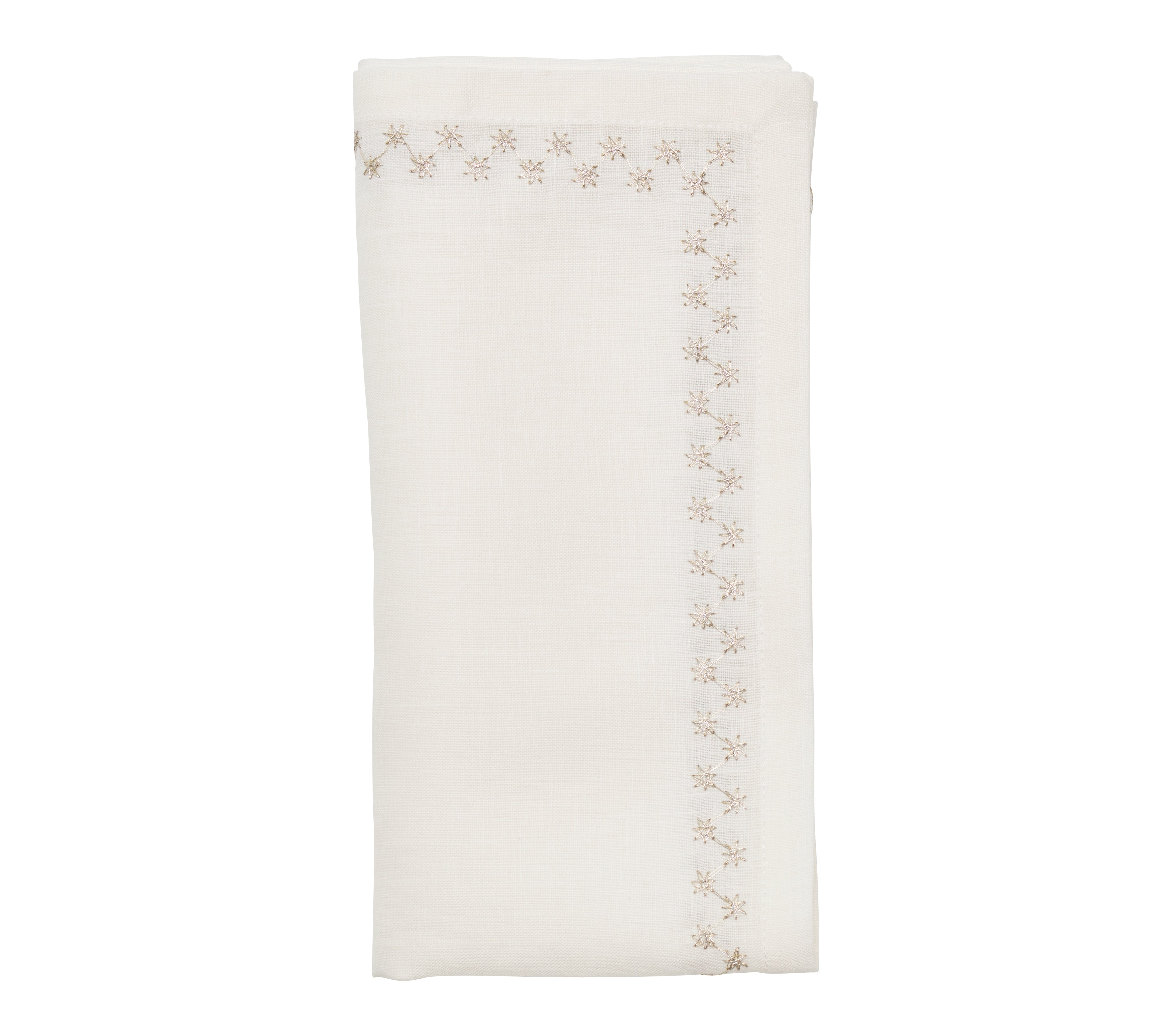 Starry Night Napkin in White & Silver, Set of 4