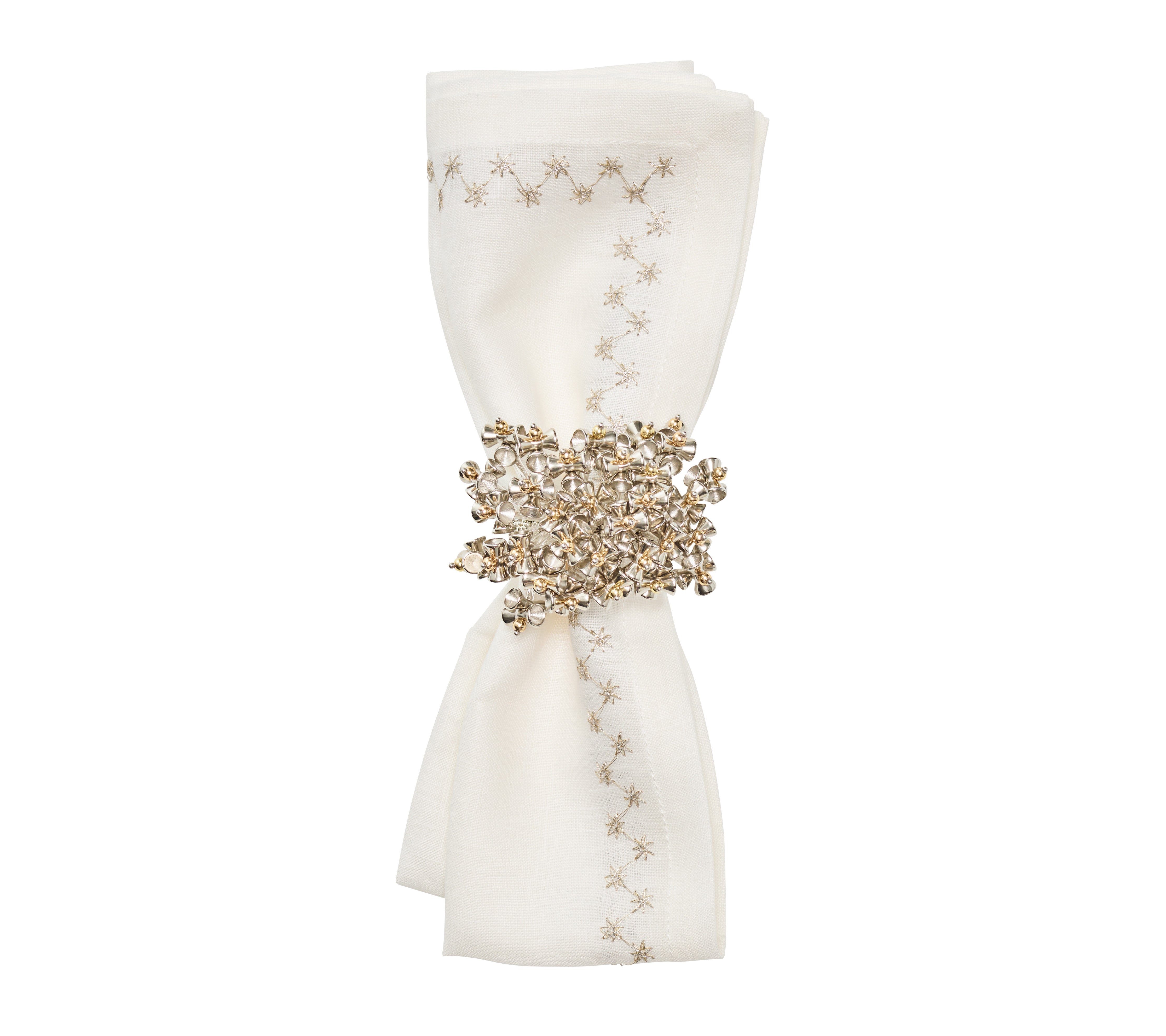 Starry Night Napkin in White & Silver, Set of 4