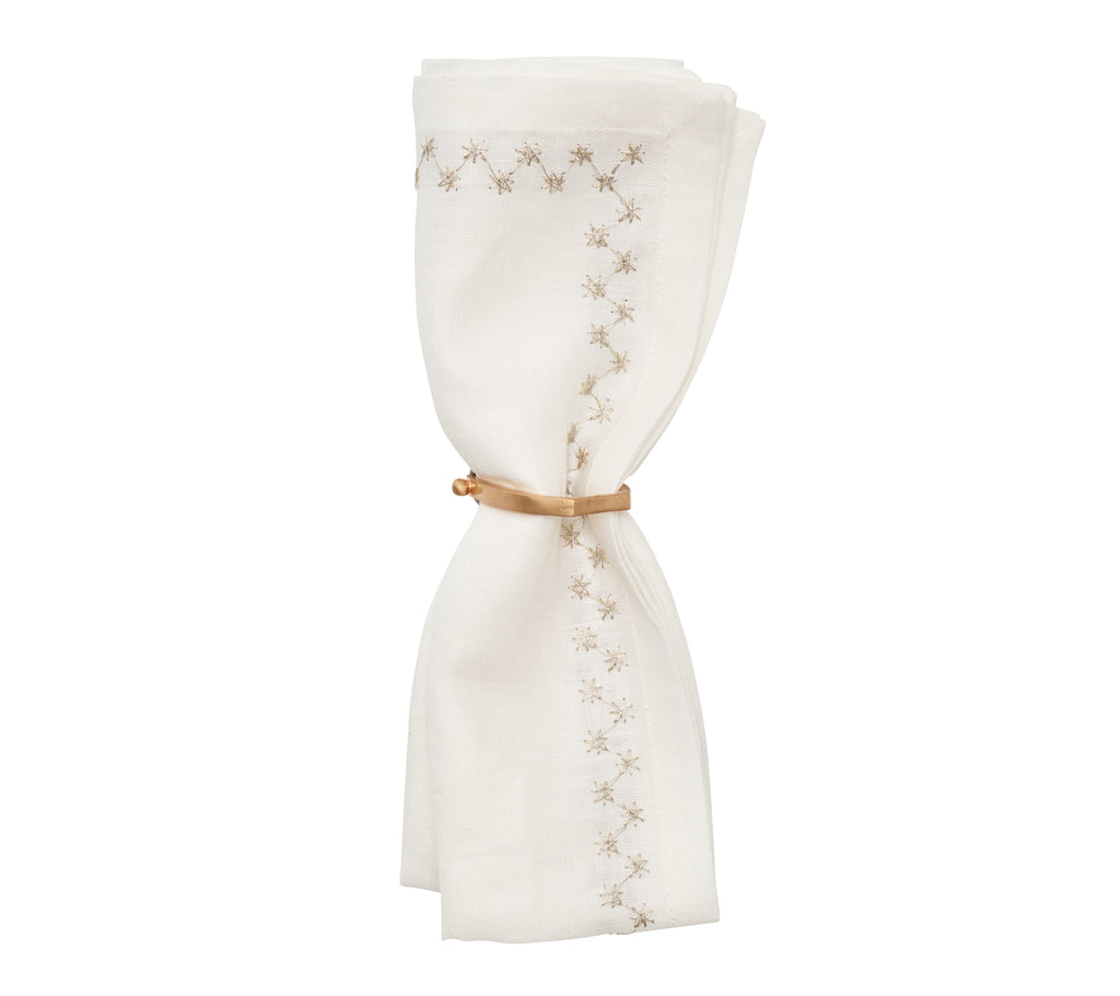 Starry Night Napkin in White & Silver, Set of 4