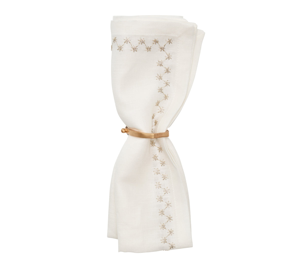 Starry Night Napkin in White & Silver, Set of 4