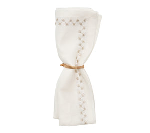 Starry Night Napkin in White & Silver, Set of 4