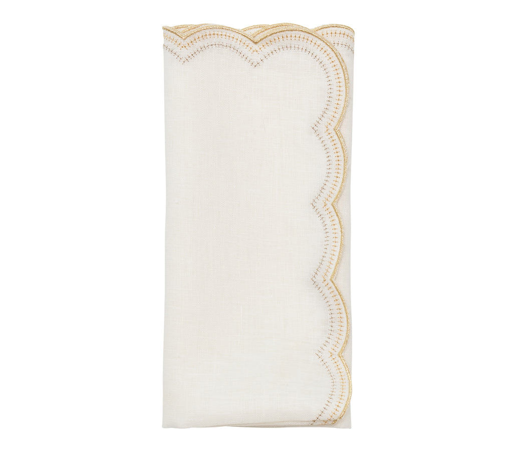 Lune Napkin in White, Gold & Silver, Set of 4