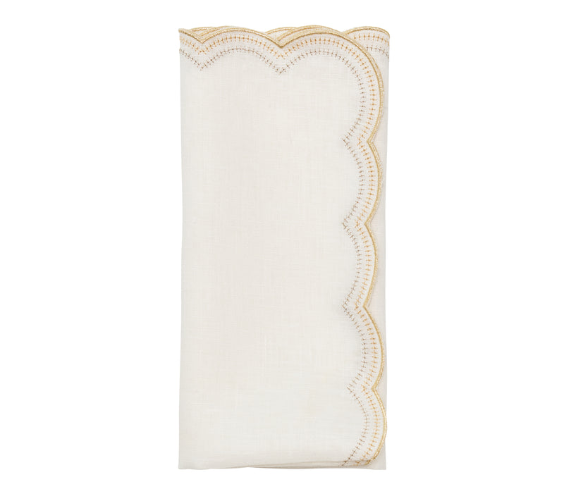 Lune Napkin in White, Gold & Silver, Set of 4