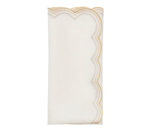 Lune Napkin in White, Gold & Silver, Set of 4