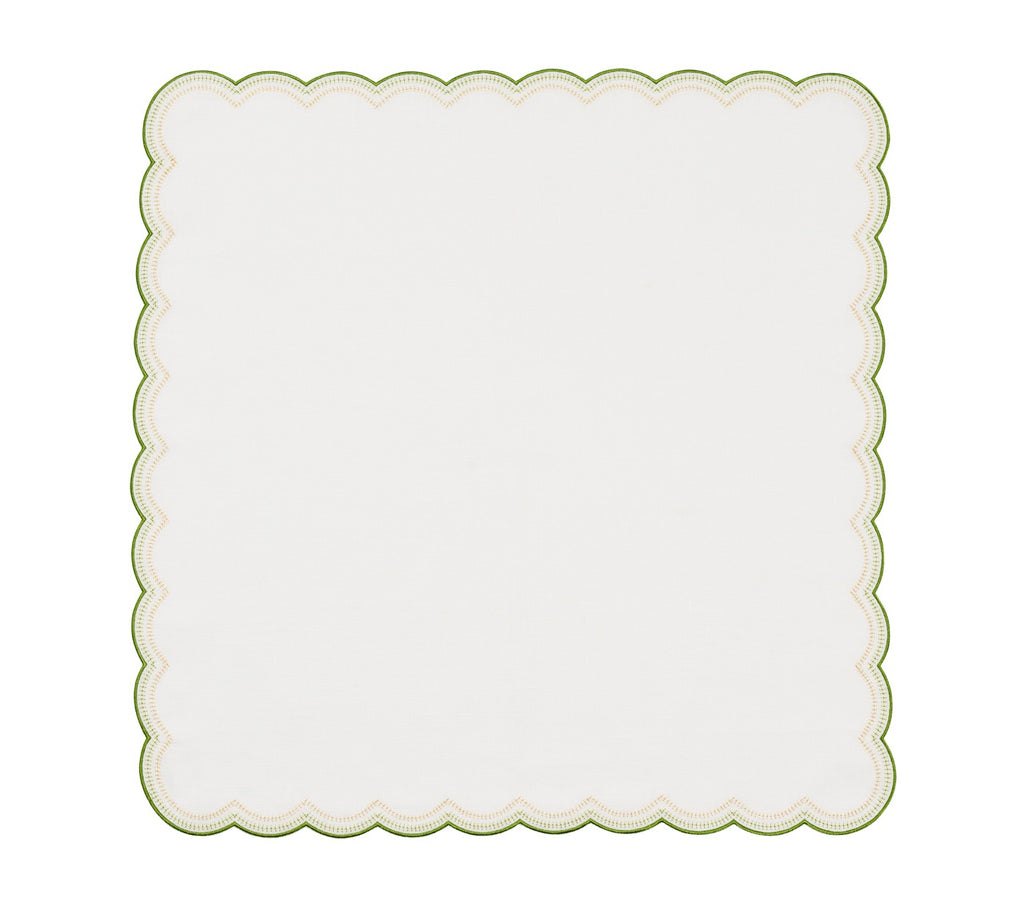 Lune Napkin in White, Green & Gold, Set of 4